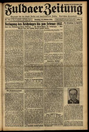 Erste Ausgabe vom Sonntag, den 18. Oktober 1931.