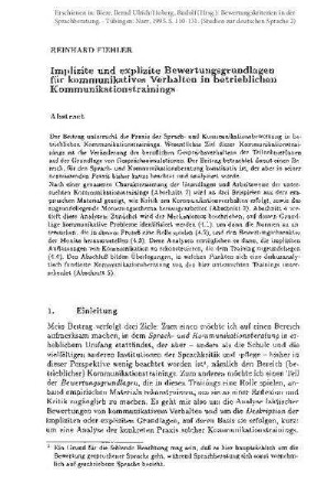 Implizite und explizite Bewertungsgrundlagen für kommunikatives Verhalten in betrieblichen Kommunikationstrainings