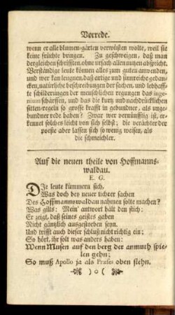 Auf die neuen theile von Hoffmannswaldau