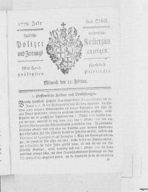 6tes Stück., Ausgabe vom 11. Februar 1778