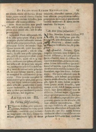 Articulus III. De Forma substantiali.
