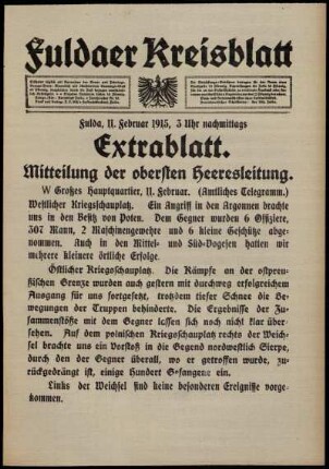 Zweite Ausgabe vom Donnerstag, den 11. Februar 1915.