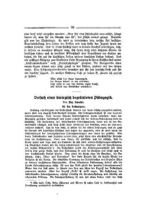 Versuch einer biologisch begründeten Pädagogik : II.
