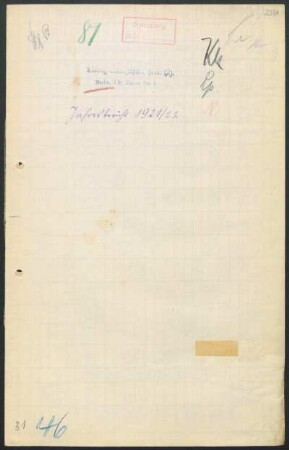 1921/22: Jahresbericht ... - 1921/22