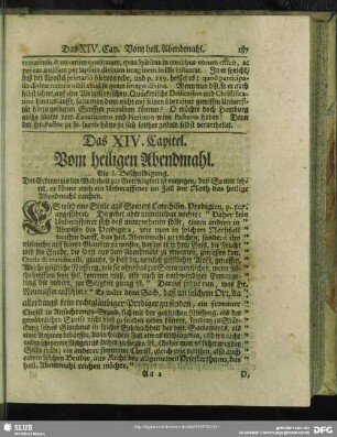 Das XIV. Capitel. Vom heiligen Abendmahl