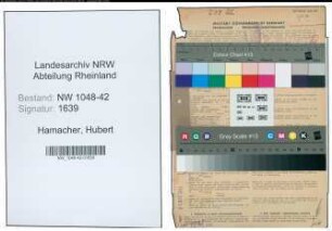 Entnazifizierung Hubert Hamacher , geb. 15.06.1905 (Arbeiter)