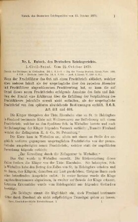 Eisenbahnrechtliche Entscheidungen deutscher Gerichte, 1. 1879/81, 1. Okt. - 1. Apr.