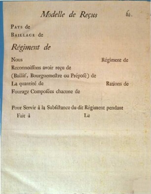 Modelle de Reçus Pays de Baillage de Régiment de ...