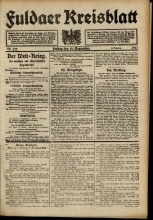 Ausgabe vom Freitag, den 14. September 1917.