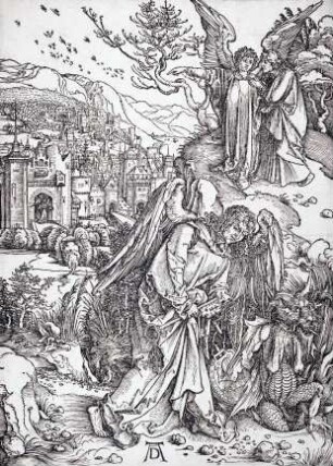 Der Engel mit dem Schlüssel zum Abgrund, aus der Folge der Apokalypse, Latein-Ausgabe b 1511