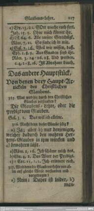 Das andere Hauptstück, Von denen drey Haupt-Artickeln des Christlichen Glaubens