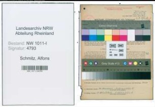 Entnazifizierung Alfons Schmitz , geb. 30.10.1907 (Schuhmacher)