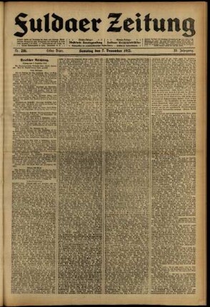 Erste Ausgabe vom Samstag, den 07. Dezember 1912.