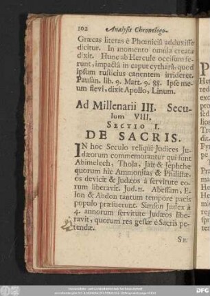 Sectio I. De Sacris.