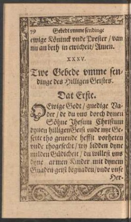 Twe Gebede umme sendinge des Hilligen Geistes.