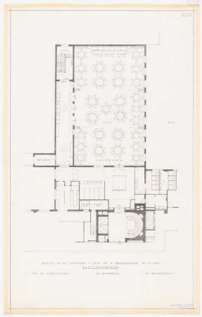Hotel Kurfürstendamm/Fasanenstraße (»Bristol Kempinski«), Berlin-Charlottenburg Umbau und Erweiterung: Saalanbau: Grundriss 1.OG (Bestuhlungsplan) 1:100