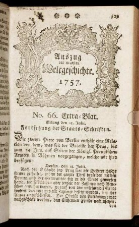 No. 66. Extra-Blat. Erlang den 28. Julii. 1757.