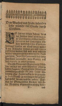 Dem Warheit und Friede liebenden Leser wünsche ...