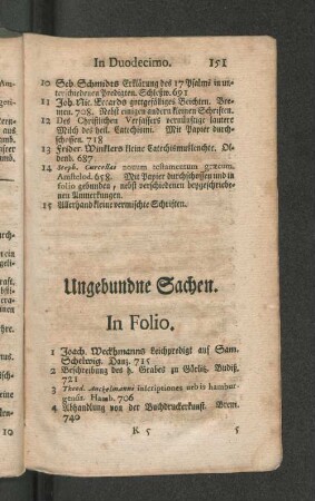 Ungebundene Sachen.