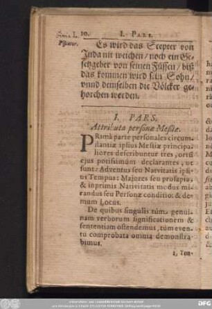 I. Pars. Attributa personae Meßiae.