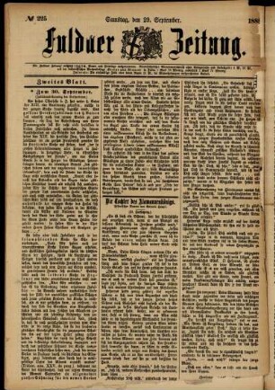 Zweite Ausgabe vom Samstag, den 29. September 1888.