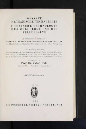 Bd. 2, Halbbd. 2: Gesamte mechanische Technologie, chemische Technologie der Zellulose und die Zellulosine : mit Einschluß der mechanischen Technologie und technischen Warenprüfung