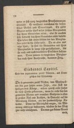 Siebentes Capitel. Von den sogenannten zwölf Nächten, als Kennzeichen der Witterung