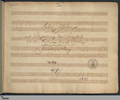 e: Acht Lieder für eine Singstimme mit Begleitung des Pianoforte - Cod.mus.II.fol.53,e