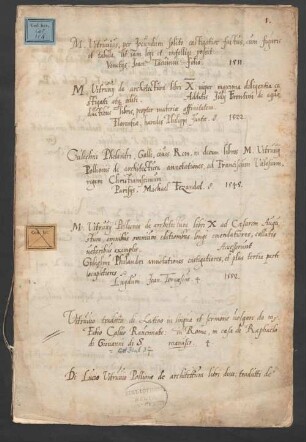 München, Hofbibliothek: Verzeichnis von Drucken über Architektur, ca. 1575 - BSB Cbm Cat. 114