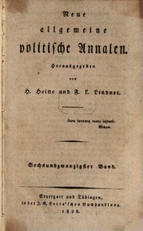 Neue allgemeine politische Annalen. 1828,1, 1828, [1] = Bd. 26
