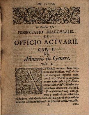 Dissertatio Juridica Inavgvralis De Officio Actuarii