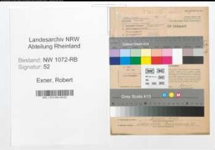 Entnazifizierung Robert Exner , geb. 11.05.1895 ()