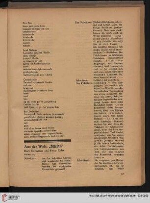 Aus der Welt: "MERZ", [2]