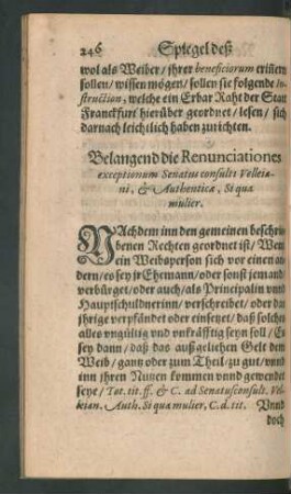 Belangend die Renunciationes exceptionum Senatus consulti Velleiani, et Authenticae ...