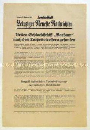 Sonderblatt der "Leipziger Neuesten Nachrichten" zum Kriegsverlauf in Nordafrika und an der Ostfront
