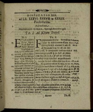 Disputatio XIIX. ad Lib. XXXVI. - XXXIIX. Pandectarum