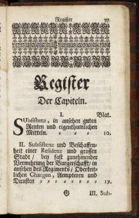 Register der Capiteln.