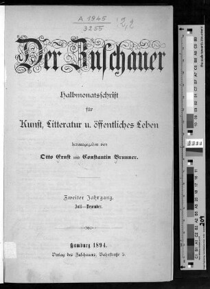 2.1894: Der Zuschauer : Monatsschr. für Kunst, Litteratur u. Kritik
