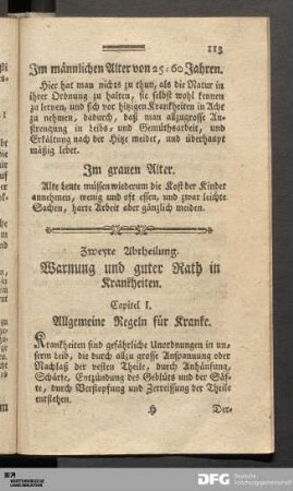 Zweyte Abtheilung. Warnung und guter Rath in Krankheiten.