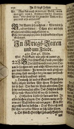 In Kriegs- Zeiten und um Friede.