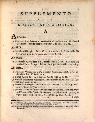 Supplemento alla bibliografia storica della città e luoghi dello stato pontificio