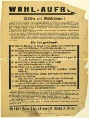 Aufruf der Deutschnationalen Volkspartei zur sächsischen Landtagswahl