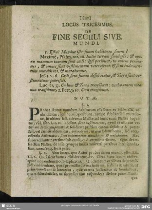 Locus Trigesimus. De Fine Seculi Sive Mundi