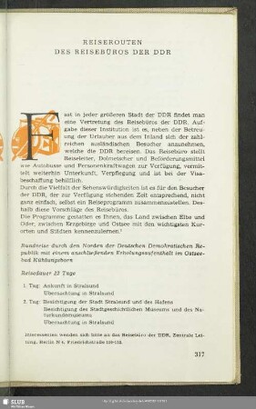 Reiserouten Der Reisebüros Der DDR