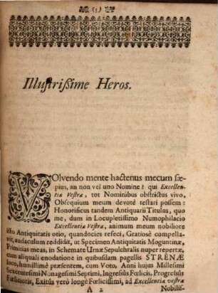Collectaneorum naturae, artis & antiquitatis specimen primum antiquitatis, sive urnae sepulchralis, nuper extra urbem Moguntinam erutae descriptio : [Mit 5 Kupfertafeln]