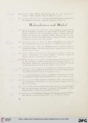 Holzarbeiten und Möbel (Nr. 511-523)