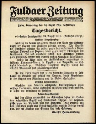Ausgabe vom Donnerstag, den 24. August 1916.