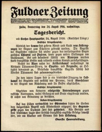 Ausgabe vom Donnerstag, den 24. August 1916.