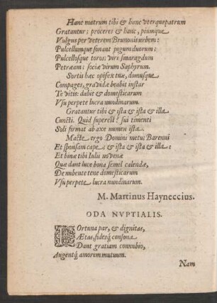 Oda Nuptialis.