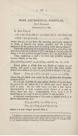 Some artihmetical formulae.
